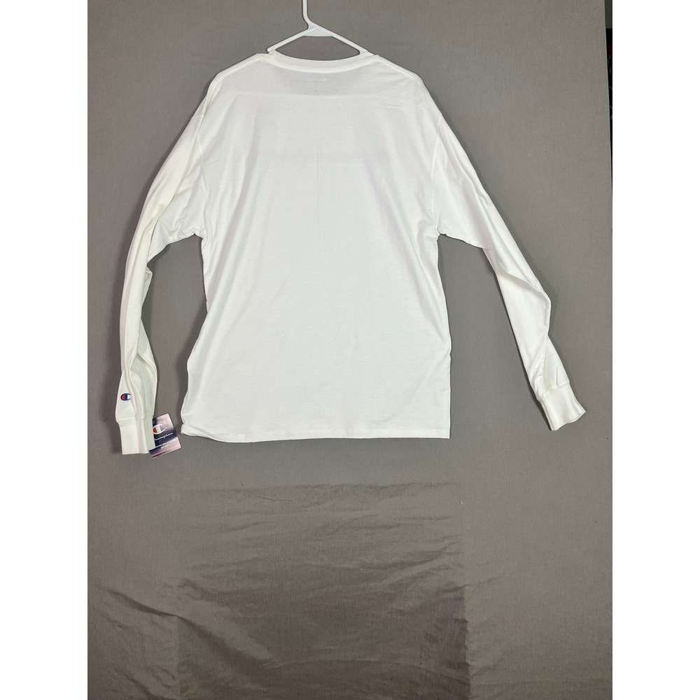 Champion Long Sleeve Shirt Large Cotton White Script Logo NWT